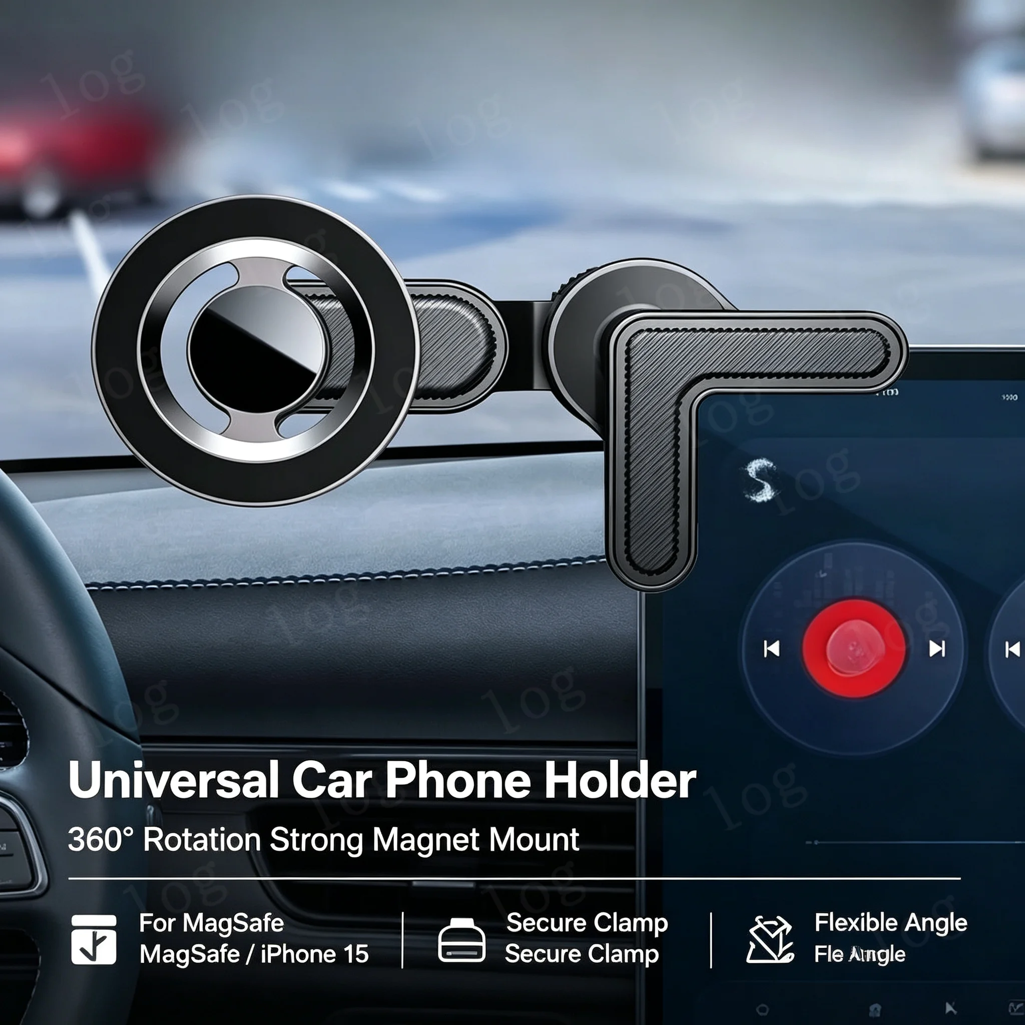 Suporte Magnético Universal para Telefone para Tela de Carro com Rotação de 360 Graus e Ímã Forte para iPhone 15 MagSafe Xiaomi