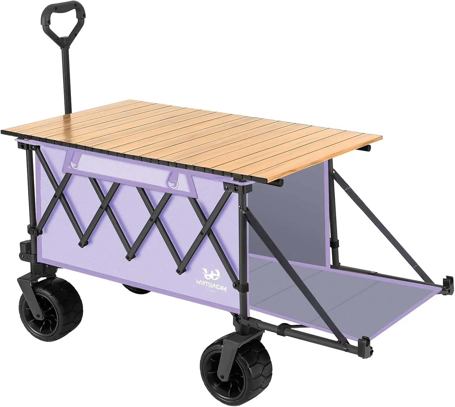 

Collapsible Wagon with Tailgate and Big Wheel,Heavy Duty Utility Folding Wagons for Beach Camping Outdoor Purple