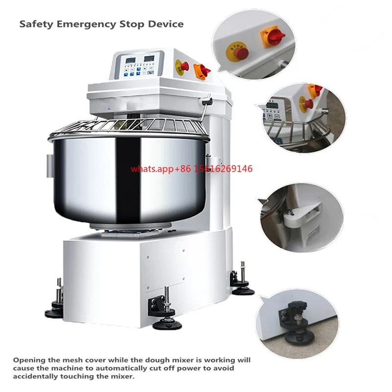 

Industrial Commercial Bakery Baking Machine Automatic Stainless Steel Wheat Flour Spiral Dough Mixer