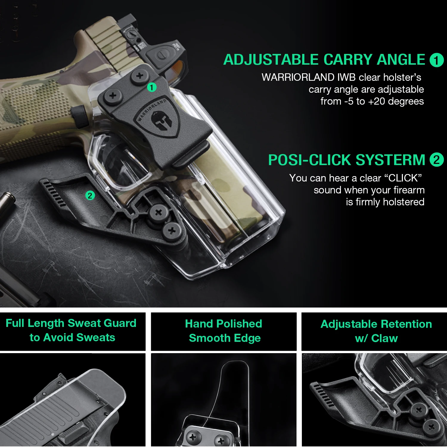 Warriorland-fundas transparentes IWB con corte óptico y Garra Para Glock 17/19, G43, G43X, Taurus G2C, modelos de gran oferta