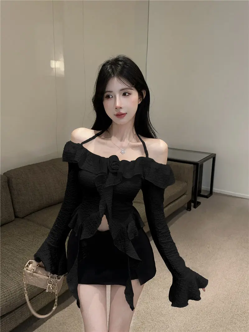 البلوزات لاعبا البلوفرات امرأة تريكو القوطية محبوك التفاصيل BF Y2K المهنية العمل الأعمال الكشمير التصميم الحديث الخريف OL #4