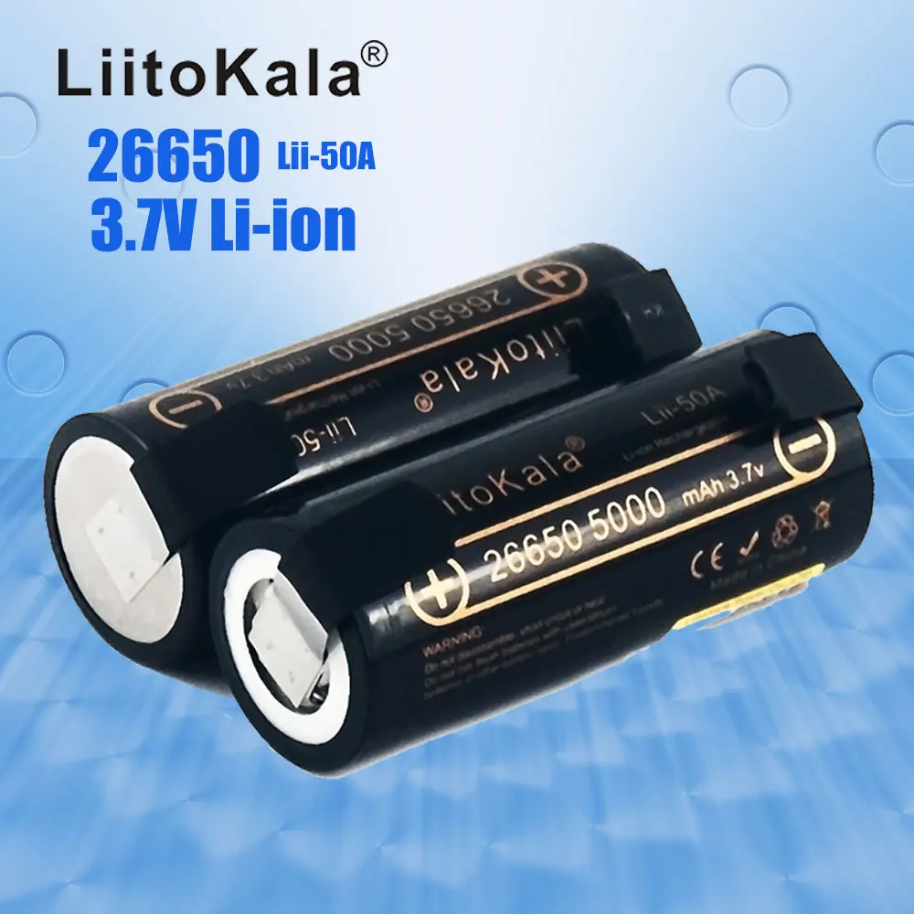 HK LiitoKala Lii-50A 3.7V 26650 5000mah o dużej pojemności 26650-50A akumulator litowo-jonowy do latarki led + DIY nikiel