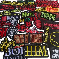 1PCS,Punk Metal Rock Band Music Emblem Patches,Fabric Letter Embroidery Applique Badge Iron On transfer Stickers For Clothing