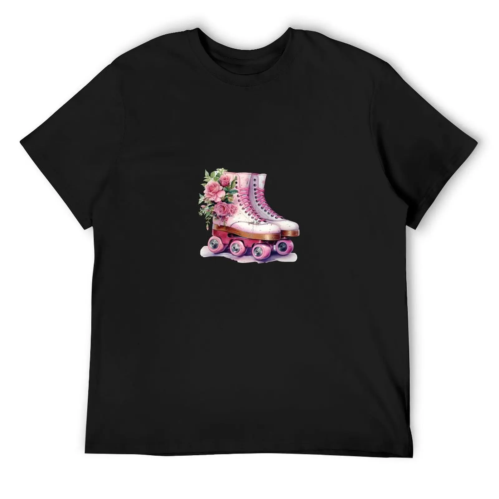 

Vintage Style pink roller skates with Flowers, Retro style T-Shirt vintage anime shirt shirts men graphic