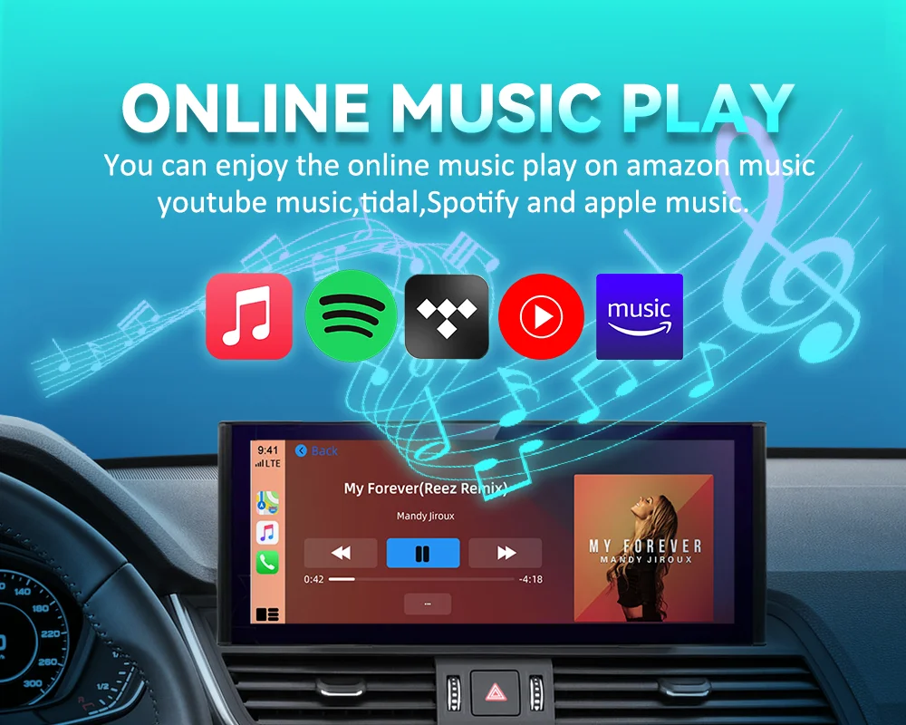Bonroad 12,3 Linux Bildschirm für Audi Q5 Q5L 2017-2023 mit Wireless Apple CarPlay Android Auto Airplay Auto Radio Player Mutimedia – Detail 5
