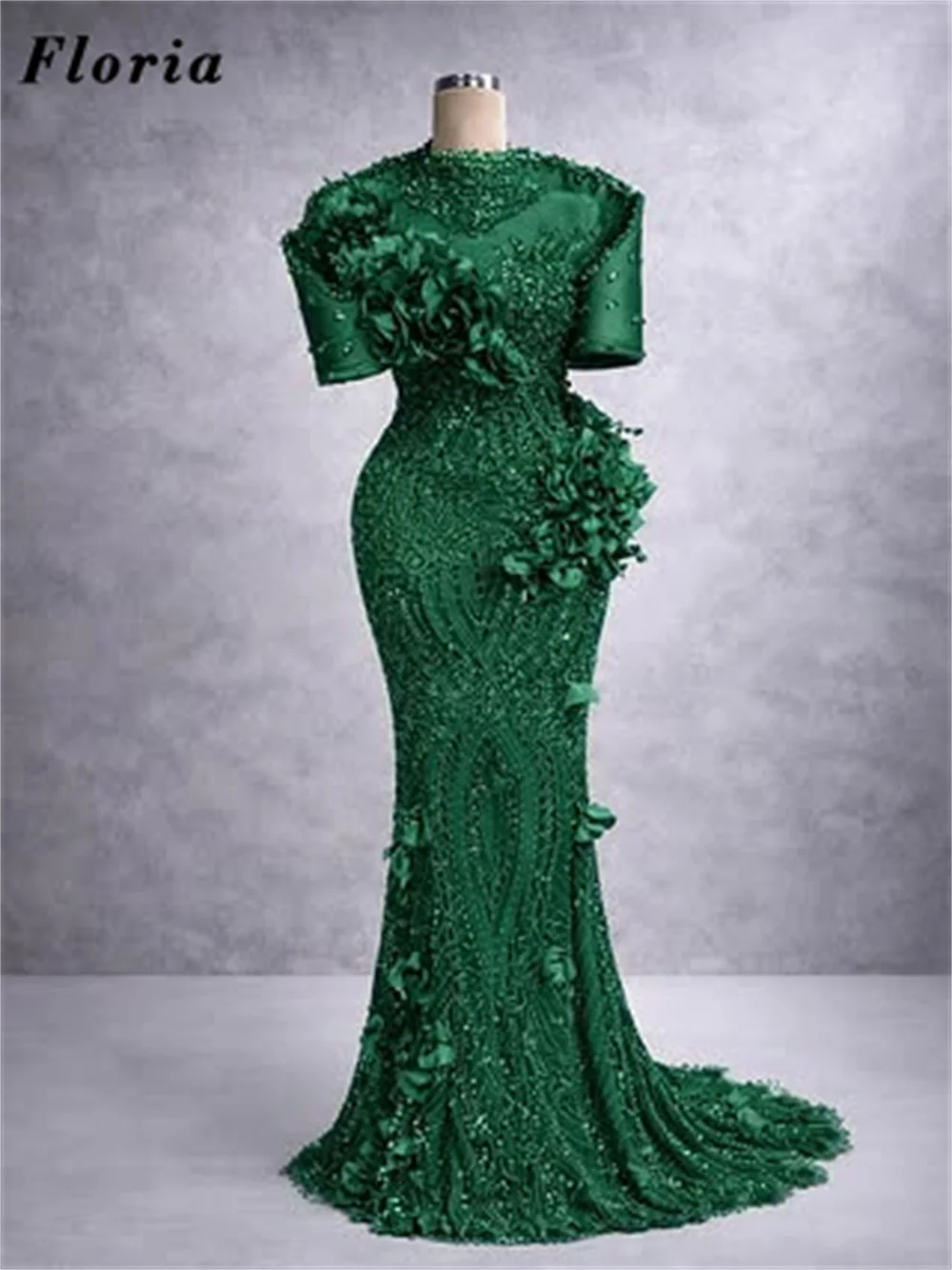 

Роскошные зеленые вечерние платья на заказ, длинное выпускное платье с 3D цветочным декором и бисером, платье-русалка для дня рождения, выпускного вечера, конкурса красоты, Vestido De Noite