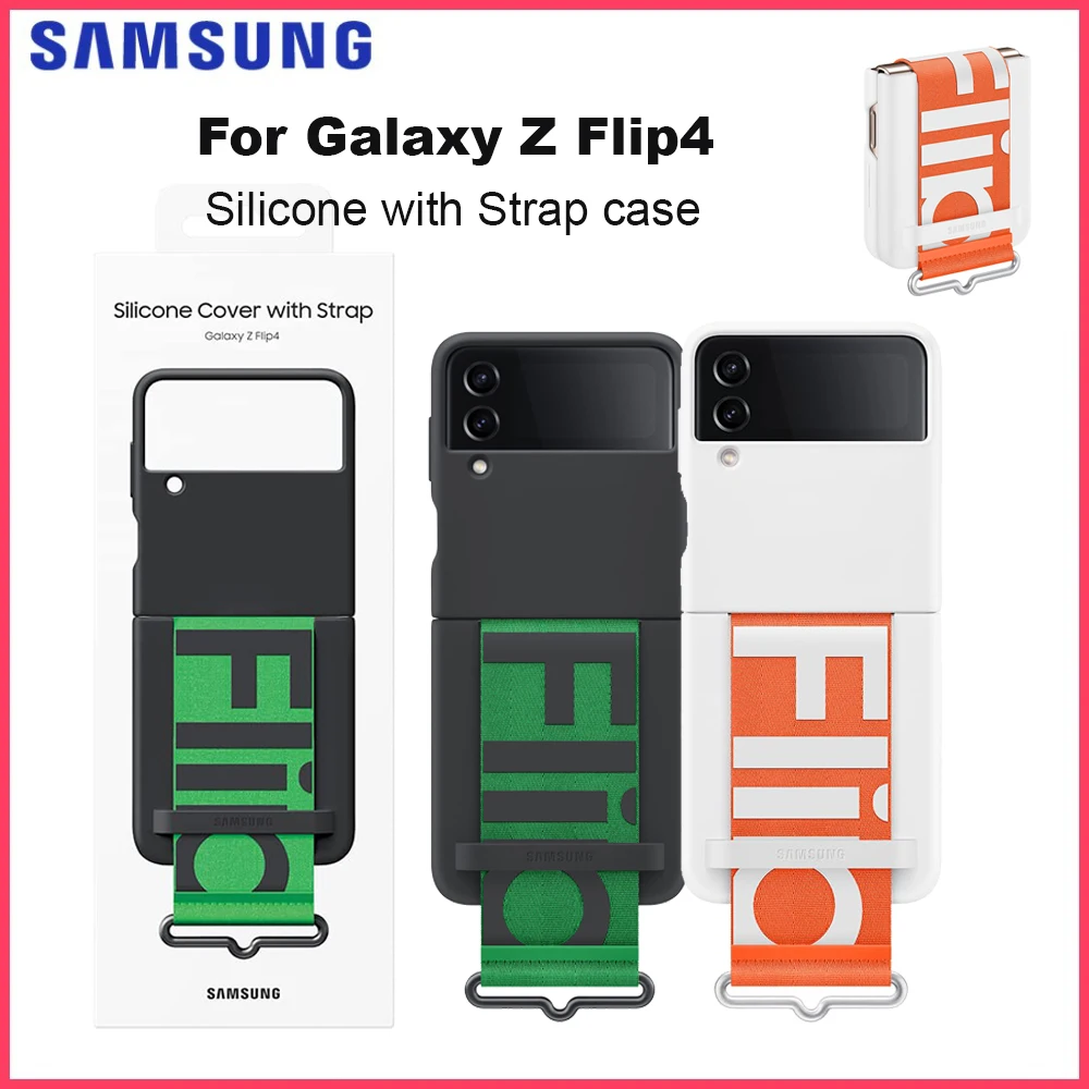 

Original Samsung Galaxy Z Flip4 Silicone with Strap case for Galaxy Z Flip 4 Silicone with Strap Protective Case EF-GF721