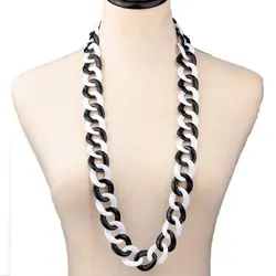 Fashion Statement Black/White Acrylic Long Chain Necklace for Women Exaggerated Plastic Resin Link Chain Necklaces 2024 Jewelry