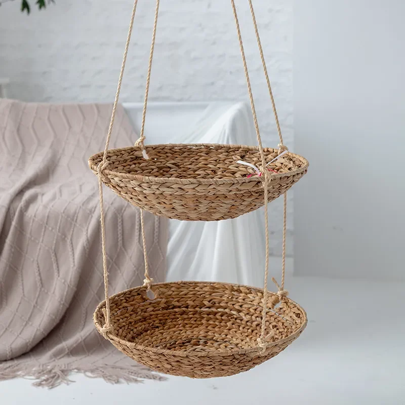 Natural Rattan Cat Hammock with Suction Cups Washable Pet Bed Universal Straw Nest for All Seasons Removable Comfortable
