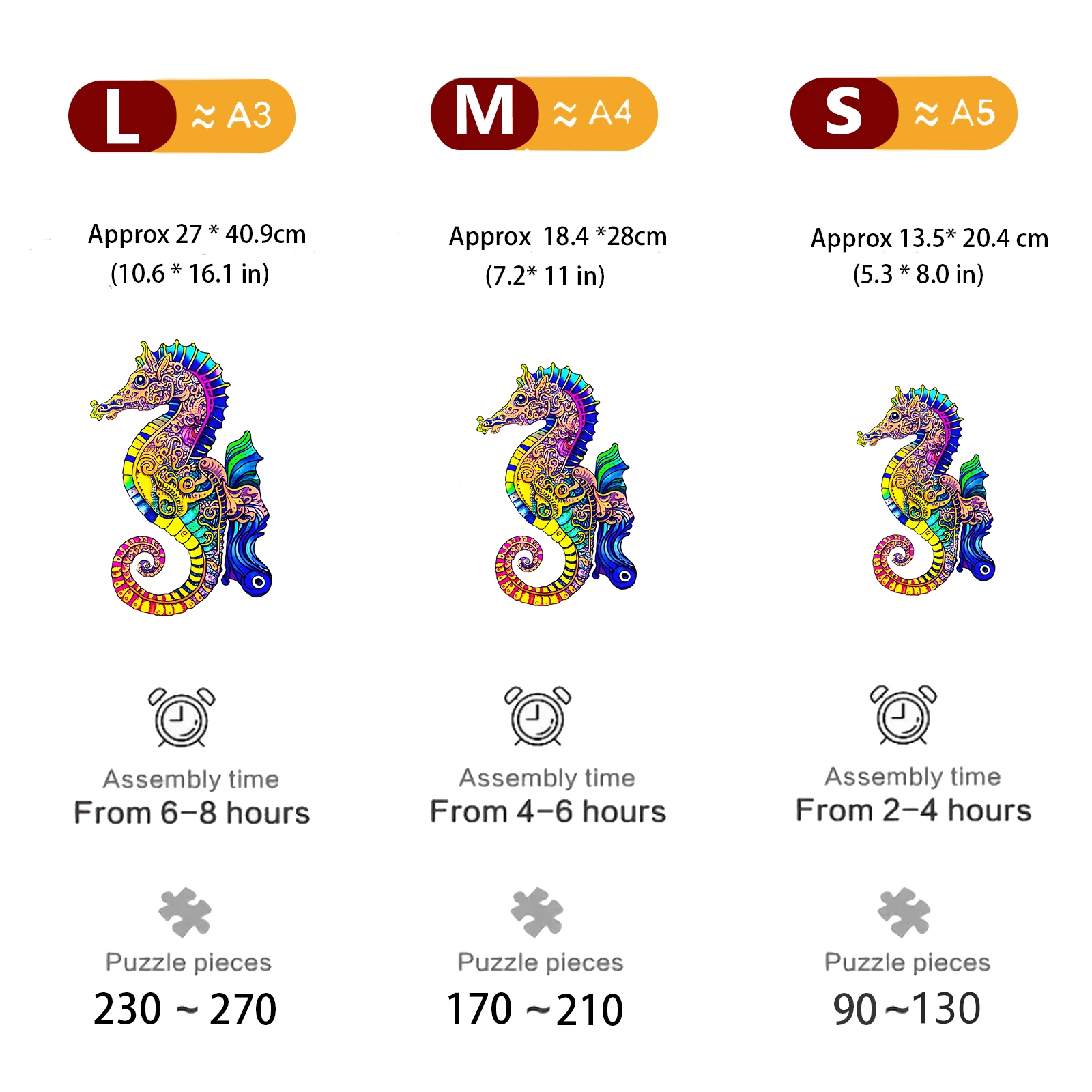 Wooden Puzzle Unique Crafts Interesting Seahorse animal Wooden Puzzle Gifts 3D Games Gifts Education Puzzle for kids