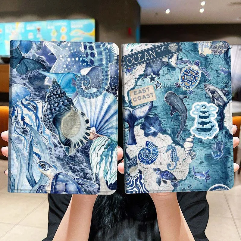 

Cartoon Ocean Shell Pattern Gift Tablet Case For Lenovo Xiaoxin Legion Pad Tab Pro GT Y700 Gen4 2 11 P11 M10 K10 3rd Plus Gen