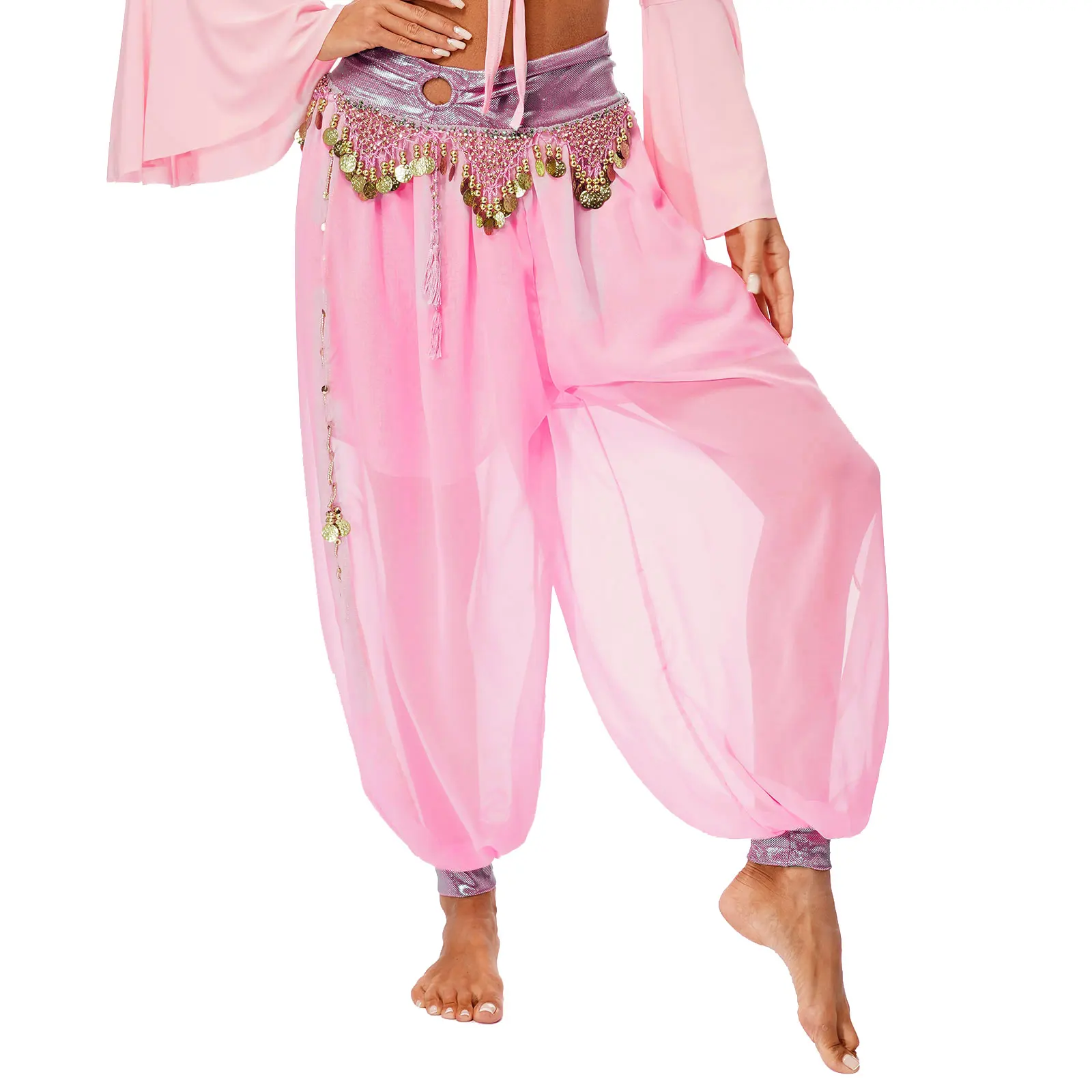 Pantalon lanterne de danse du ventre pour femmes, Sexy, paillettes, pompon, balançoire d'halloween, Yoga, Costume de spectacle de danse Jazz moderne