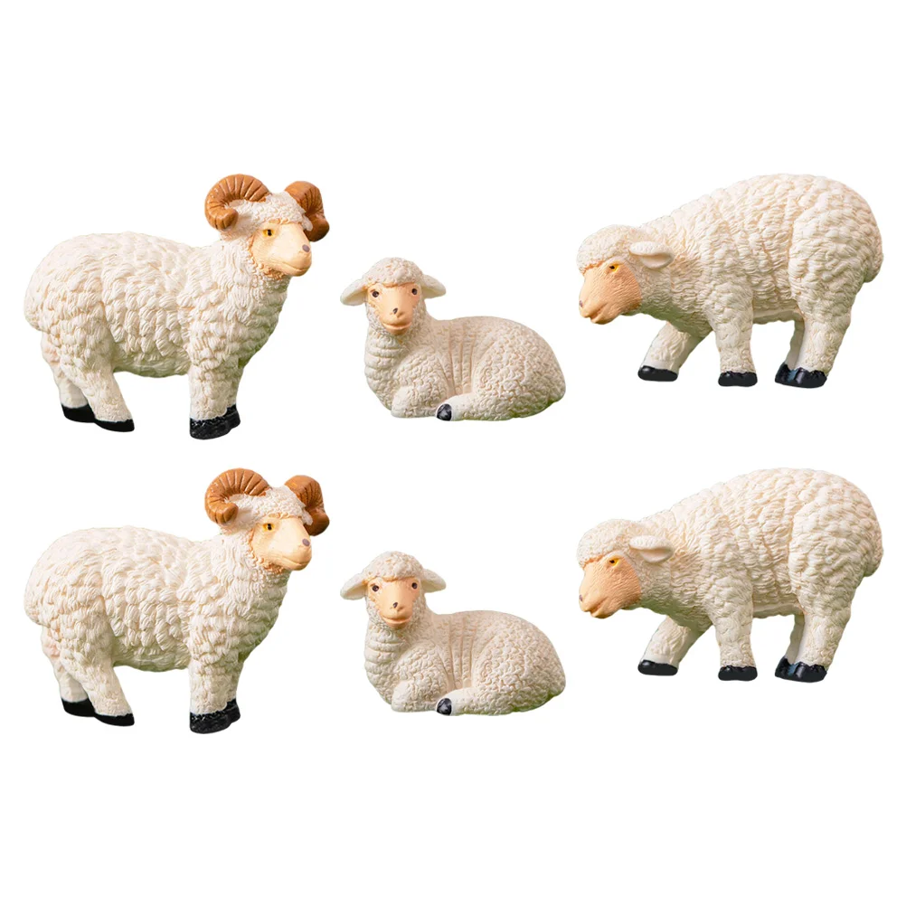 

6 Pcs Micro Landscape Decoration Miniature Sheep Figurine Resin Goat Desk Decorations for Office