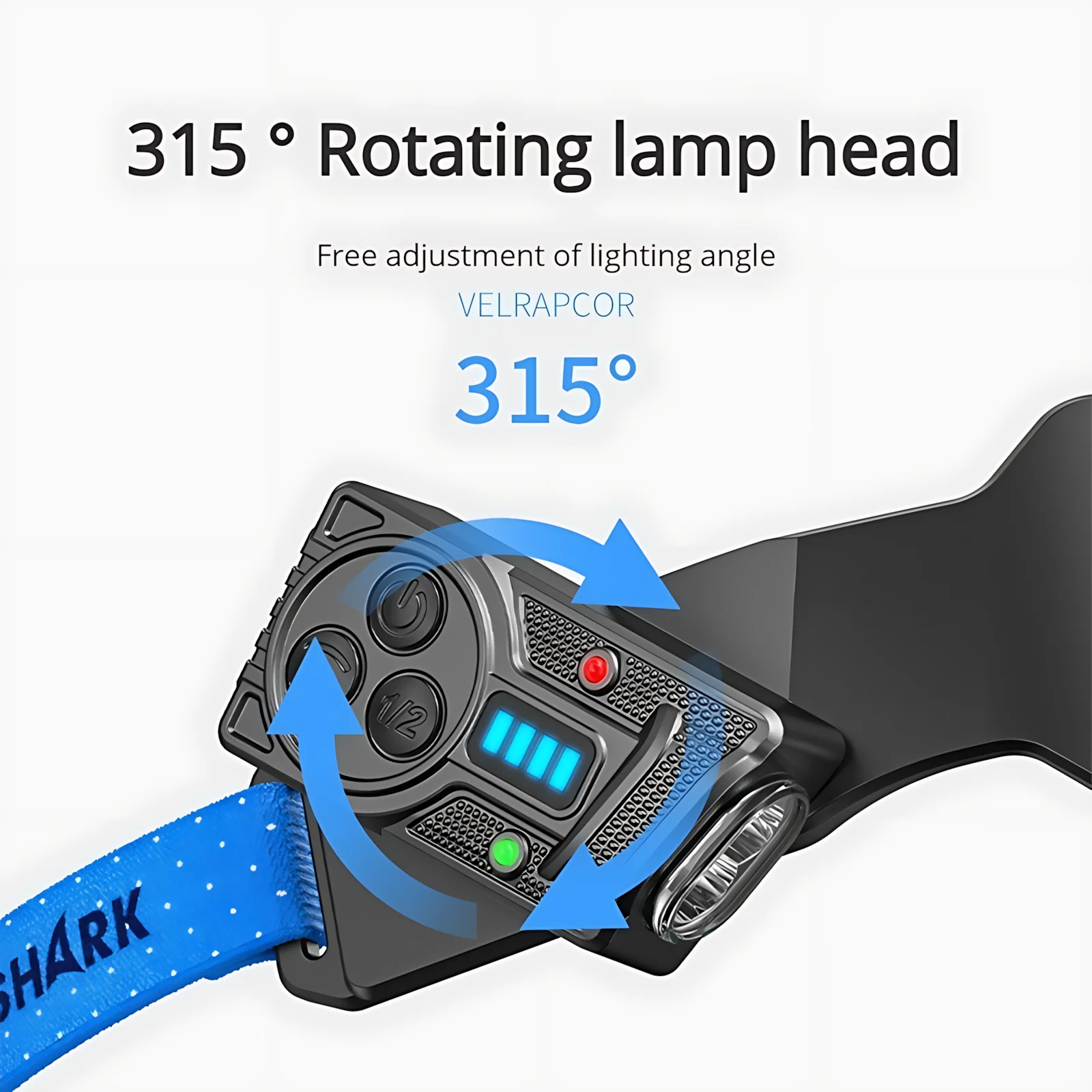 Wellensensor-Stirnlampe, 2400 mAh, USB-Ladekopfleuchte, 6 Modi mit 315 °   Drehbare Seitenlichter zum Angeln im Freien, Reiten, Camping