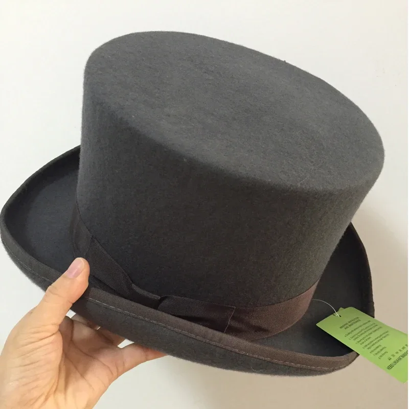 

LIHUA 100% Wool Felt Top Hat Victorian Style Gentleman's Magic Hat 5.1''/13cm Tall with Thick Carton Pack