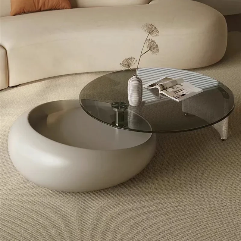 Cream wind rotating coffee table living room home light luxury high sense