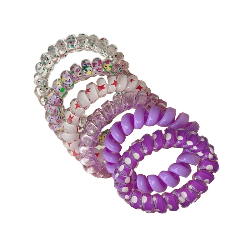 6Pcs Fashion Hair Ties Women Telephone Wire Elastic Hair Band Trendy Hair Rings