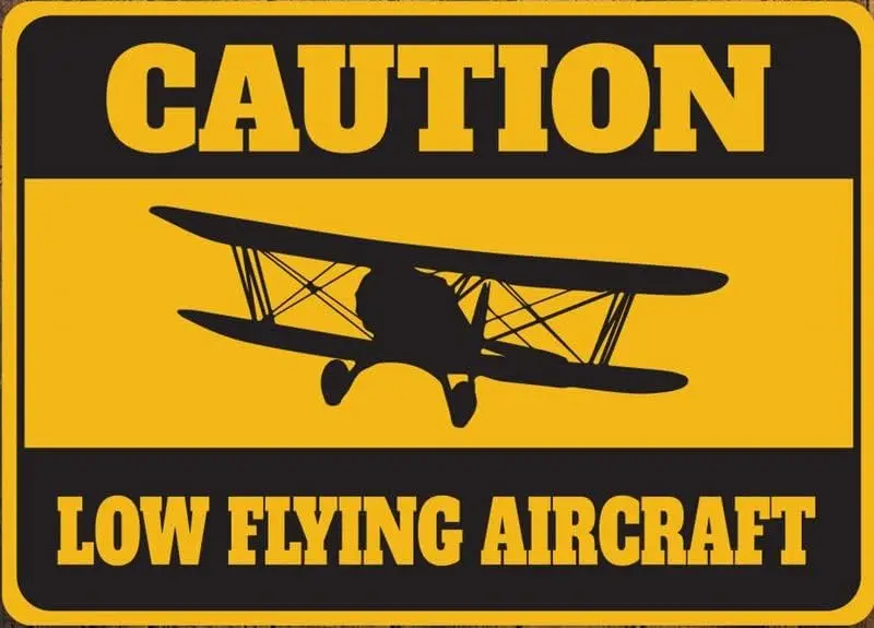Caution Aircraft Sign, Low Flying Aircraft, Aircraft Decor, Pilots, Hangar Sign, Kid Pilot, Pilot Gift, Hangar Gifts - Meta sign