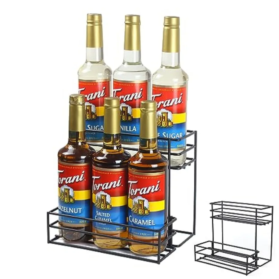 

Coffee Syrup Rack 6 Bottle Capacity,Organizer for Coffee Bar and Kitchen, Small Wine Rack for Bar, Family and Storage