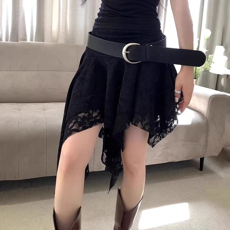 Fashionable Irregular Lace  Skirt Casual Versatile Women's mid Waist A-Line Skirt Standard Fit Polyester Fiber Summer Season