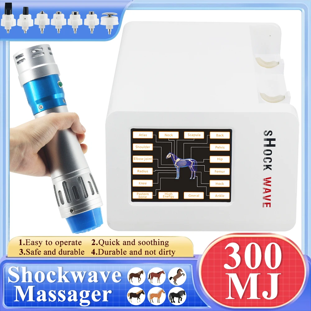 Professional Shock Wave Massager Relieve Scar Tissue Pain And Tendinopathy Equine 300MJ Shockwave Therapy Machine For Horses New