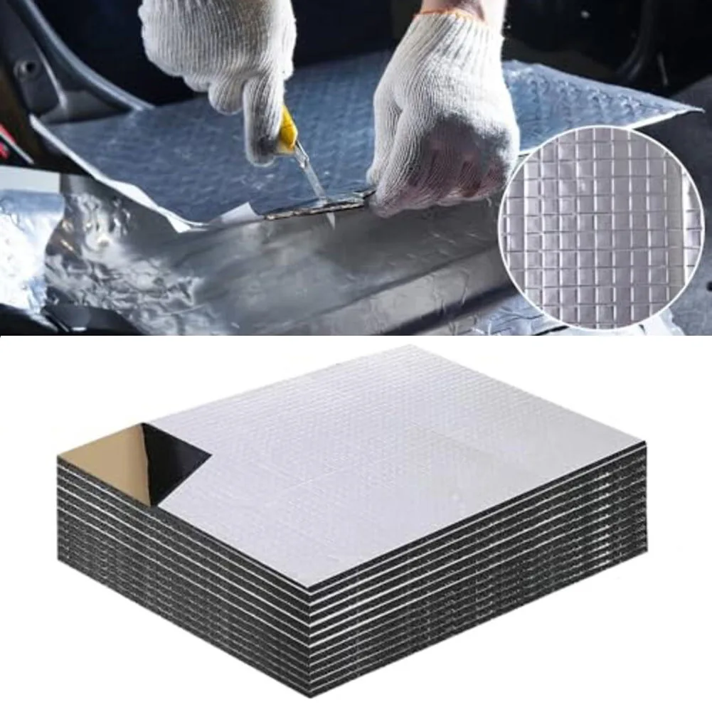 /30PCS /Silver /Car Sound Insulation Pad 250x180x5mm Heat Shield Fireproof Self For Engine Hood Trunk Door Noise Damping Mat