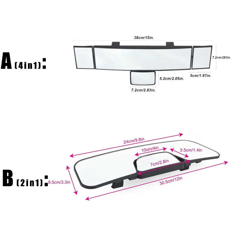 New Baby Rear View Mirror Enlarged Rearview Mirror Clip-on Wide Angle Rear View Effectively Reduce Blind Spot for Car SUV Truck
