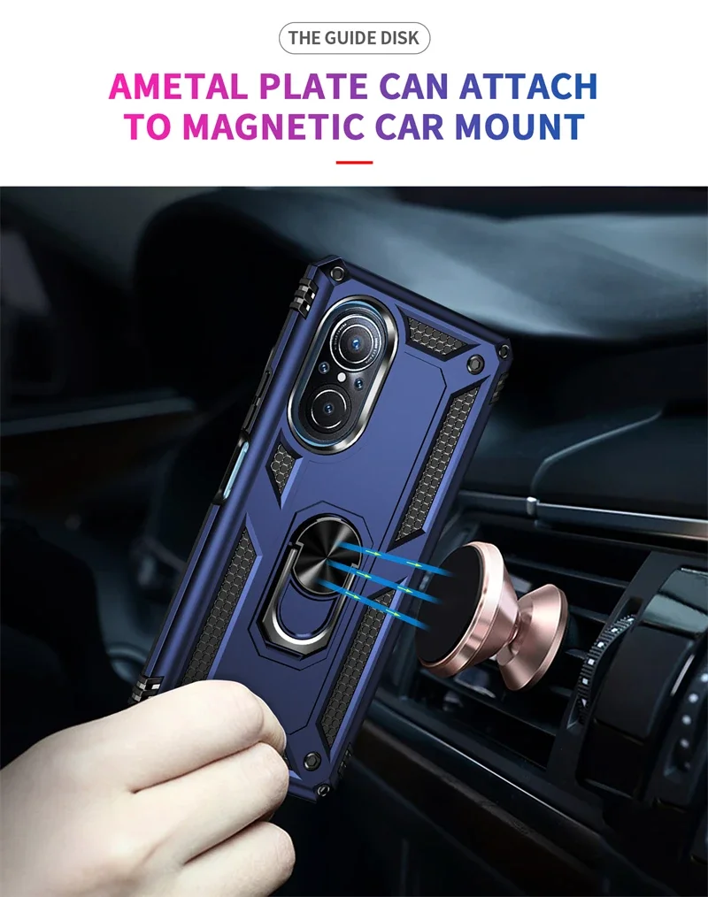Para huawei nova 9 se caso armadura à prova de choque silicone caso telefone para huawei nova 9se nova9 se carro anel magnético titular capa traseira