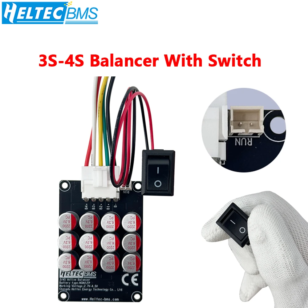 HeltecBMS 5A capacitor equalizer with switch active balancer 3S 4S 12S-16S for Lithium Battery 12V 48v Lifepo4