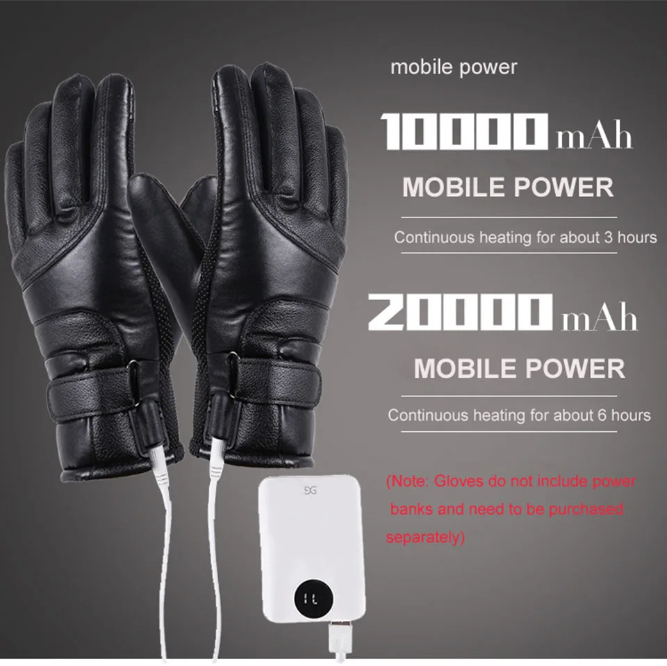 GTUBIKE Winter-Elektro-Heizhandschuhe für Outdoor-Radfahren, wasserdicht, rutschfest, verdickt, für Damen und Herren, mit Touchscreen-Funktion, aus Lammfell. – Detail 2