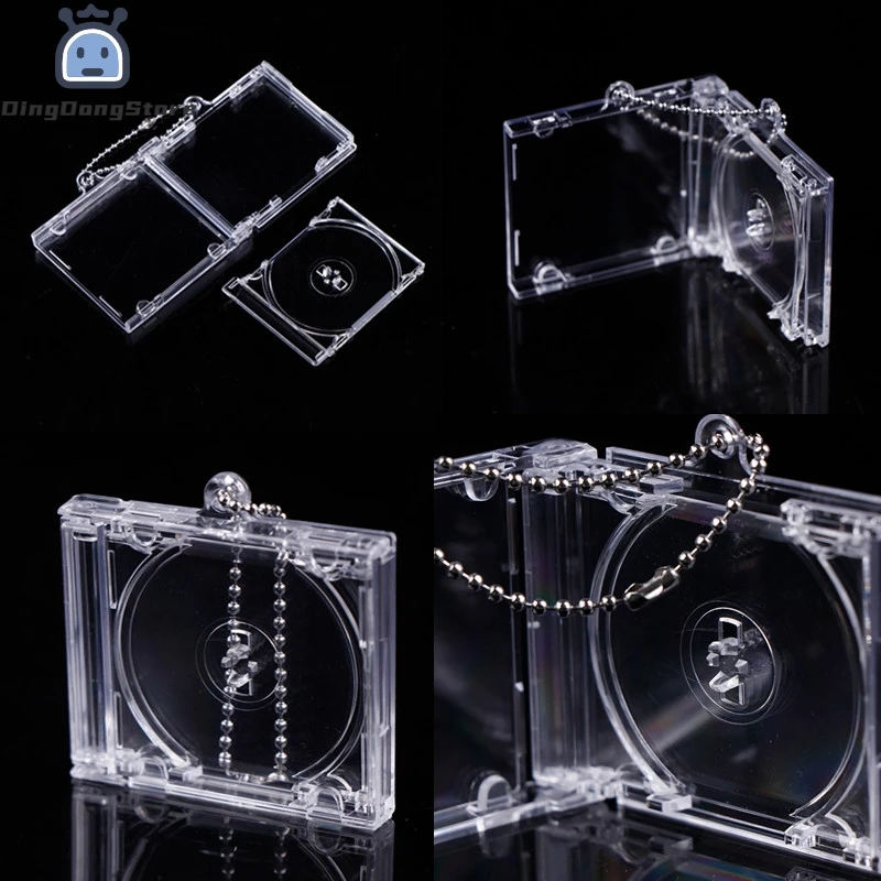 1Pcs Blank Mini CD Case Keychain for DIY Keychains without NFC Smart Backpack Hanging Decor Chain/Clip