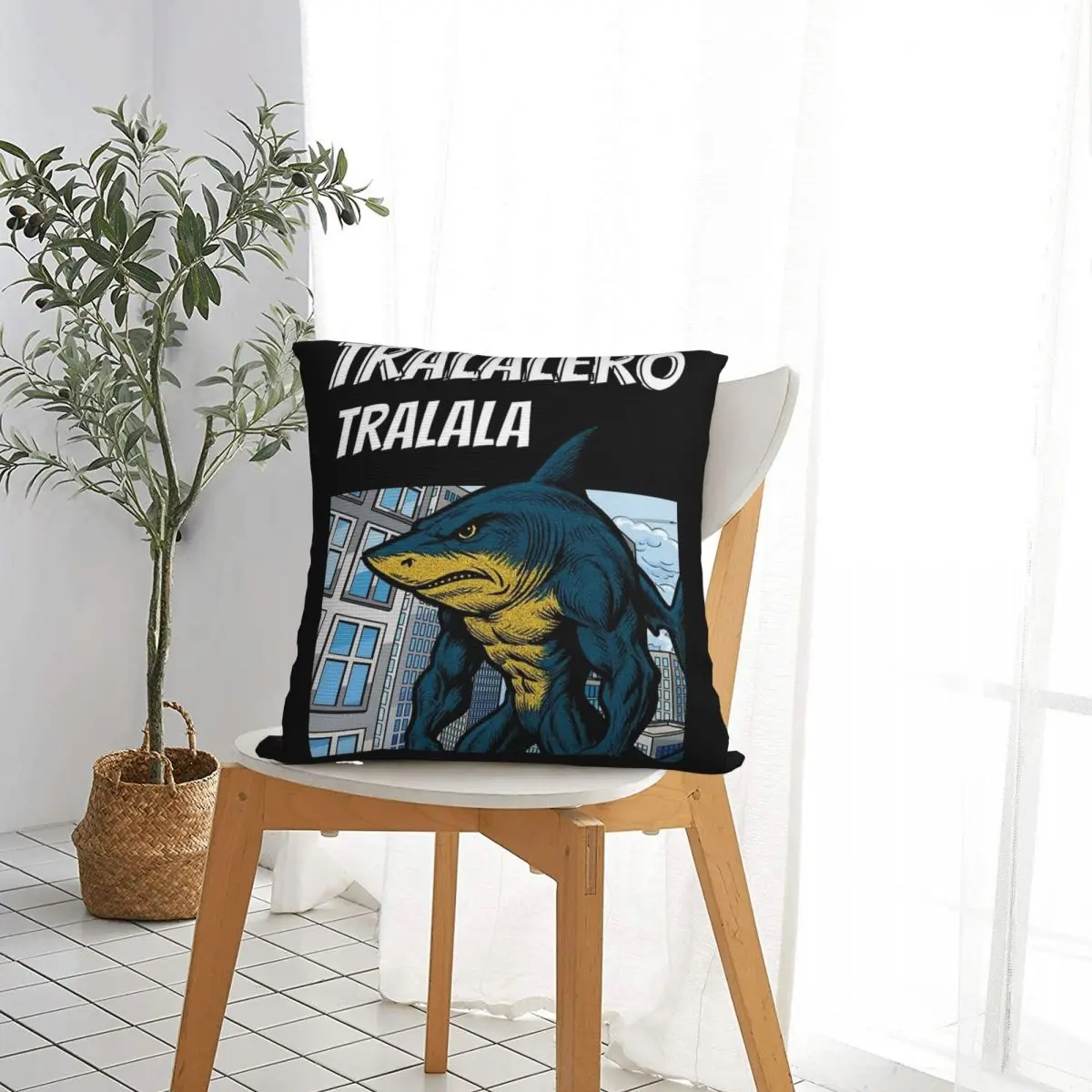 Tralalero Tralala 90's Comic Style Italian Brainrot Pillowcase Polyester Cushion Cover Gift Pillow Case Cover Home Square 18'