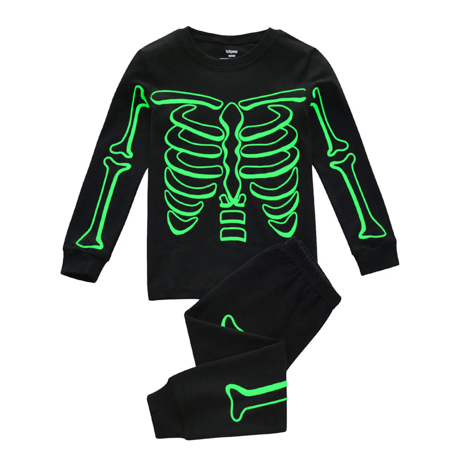 Toddler Kids Boys Clothes Halloween Baby Costume Glow In Dark Skeleton Cotton Shirt +Pants Set Winter Boys pajamas 1-7 Years