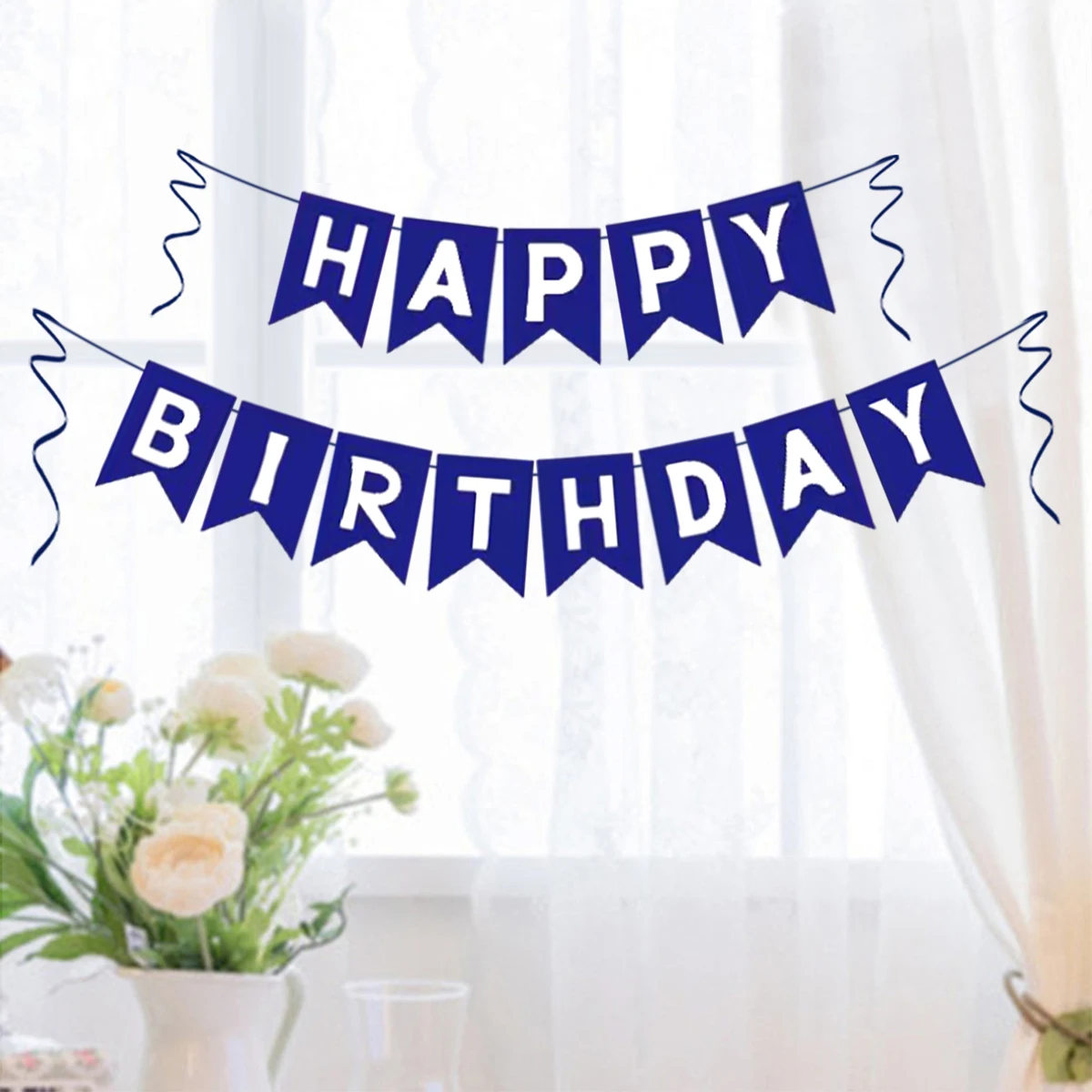 1 zestaw niebieskich banerów z napisem Happy Birthday, artykuły do dekoracji domu na przyjęcie urodzinowe i rocznicę