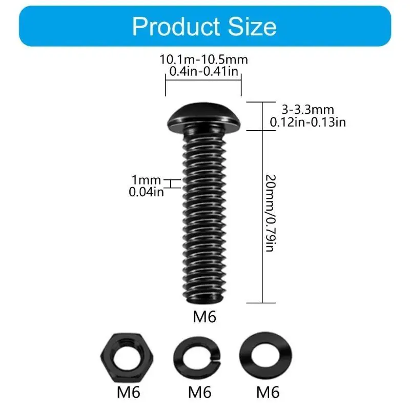 مسامير رأس مستدير y1ud مع مسامير إصلاح المنزل والغسالات السداسية للتثبيت البسيط للاستخدام متعدد الاستخدامات في المنزل #6
