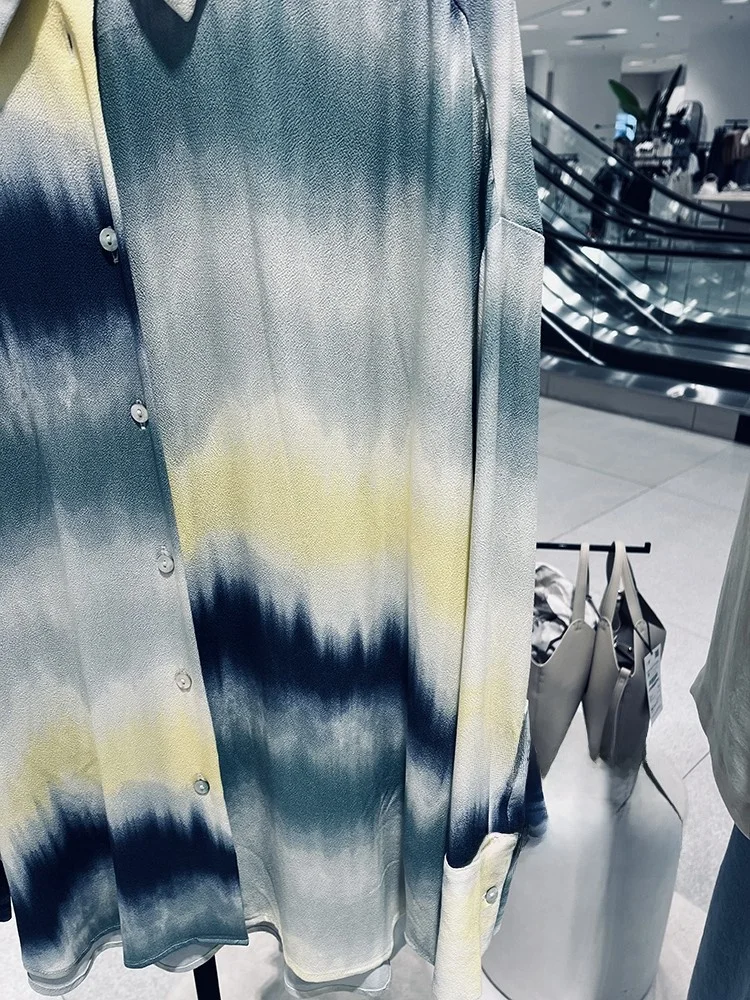Summer New Vintage Loose Long Sve Dyed irt Women's Versatile Casual irt Regular Length Classic Collar Other 00%