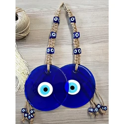 Lucky Eye Glass Blue Turkish Evil Eye Pendant Multi Color Bead Handmade Wall Hanging  Decoration for Home Living Room Car Gift