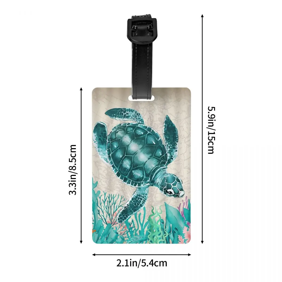 Custom Ocean Sea Turtle Luggage Tag Custom Baggage Tags Privacy Cover ID Label