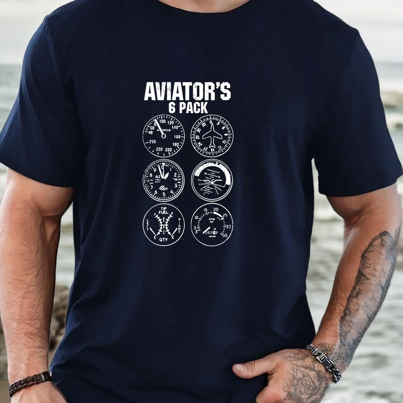 Men Pilot'S 6-Pack Set Summer Casual Crew Neck Short Sleeve T-Shirt Aviation Icons Breathable Cotton Tee for Adults Men Clothing