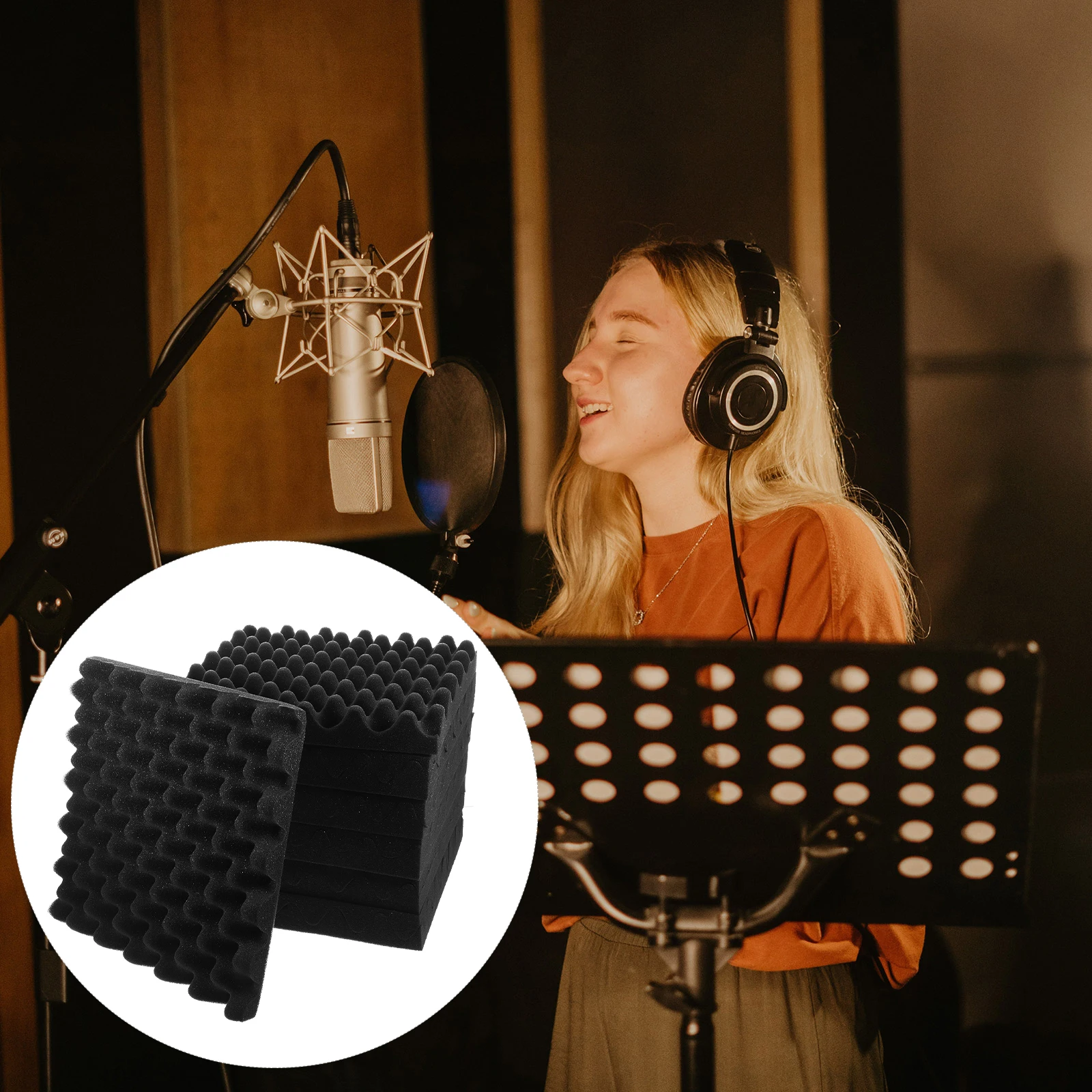 

12pcs Soundproofing Panels Sound Insulation Board Noise Reducing Acoustic Foam Flame Retardant Egg Crate Design High Density