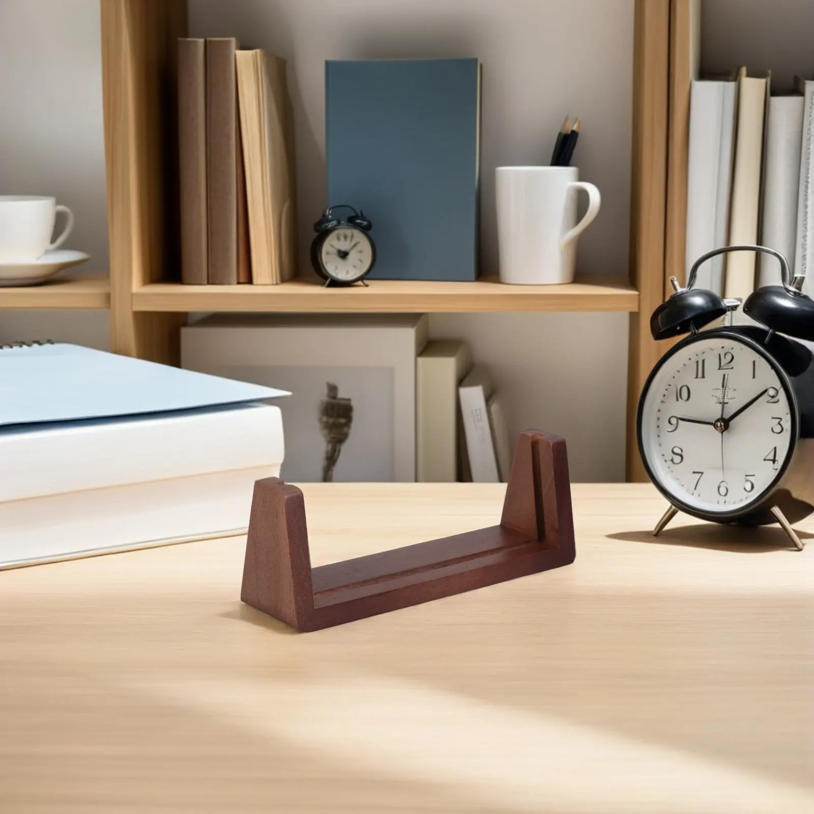 Wooden Calendar Holder Natural Wood Desktop Stand 6.4x2.4x1.9 Inch Card Holder for Desk Photo Display for Office Home