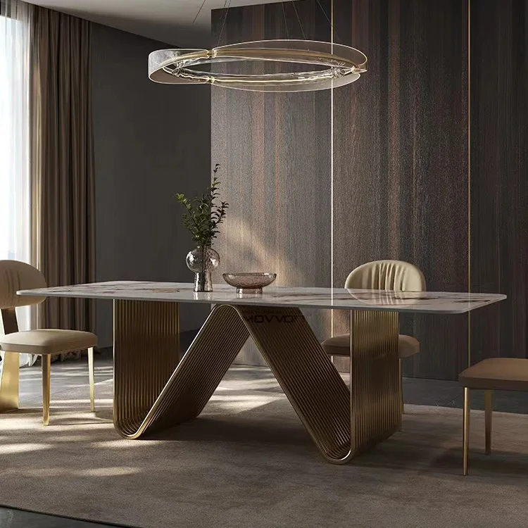 Dining Table Restaurant Bronze Console Living Rectangular Minimalist Simple Lamp Decorated Dimmable Desk Dining Table