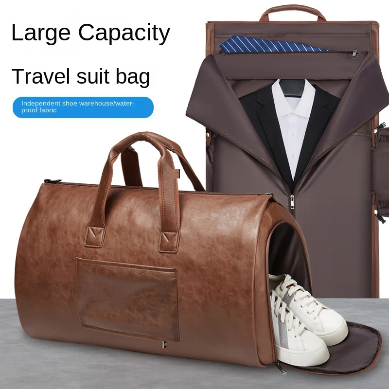 

Travel Bag Men Women Business Travelling PU Leather Shoulder Bag Clothes Storage Handbag Waterproof Crossbody Bag Duffel Bag