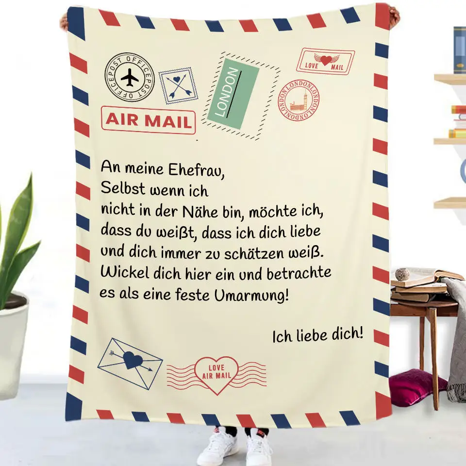 Flanelldecke mit deutschen Buchstaben „To My Daughter Son“, Weihnachtsgeschenk, warme Überwurfdecke für Bett, Sofa, Couch, Geburtstagsgeschenke, Heimkönigin – Detail 22