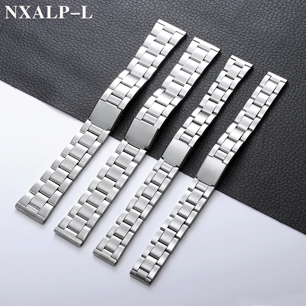 الفولاذ المقاوم للصدأ حزام الساعات 14 مللي متر 16 مللي متر 20 مللي متر 22 مللي متر النساء الرجال العالمي سوار معدني ل Seiko ل أوميغا معصمه للطي مشبك