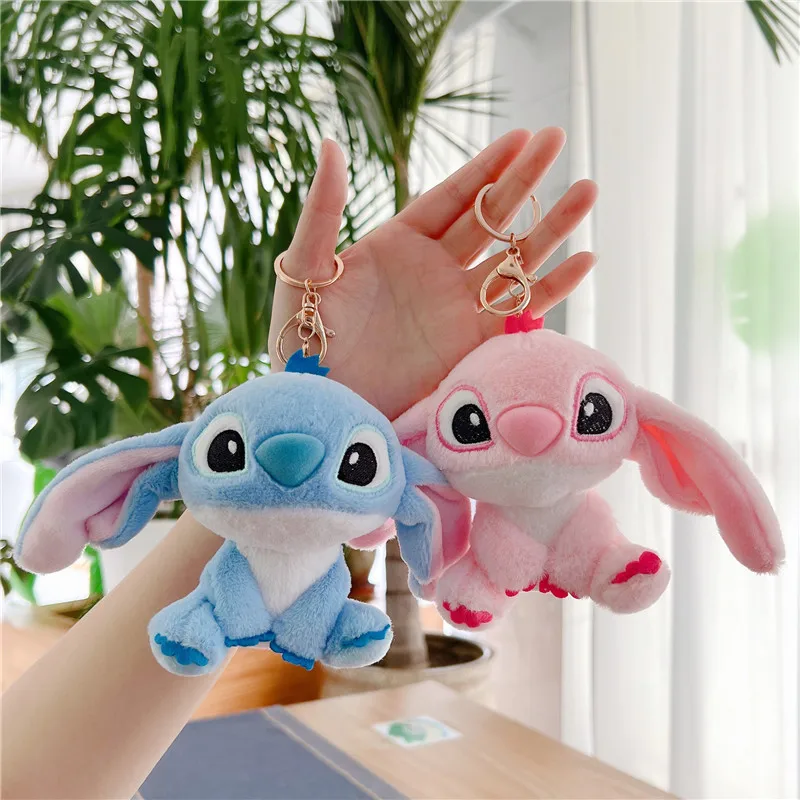 Hot Disney Plush Stuffed Toy Mini Purple Stitch Doll Lilo Cute Backpack Pendant Kawaii Keychain Decoration Birthday Gift