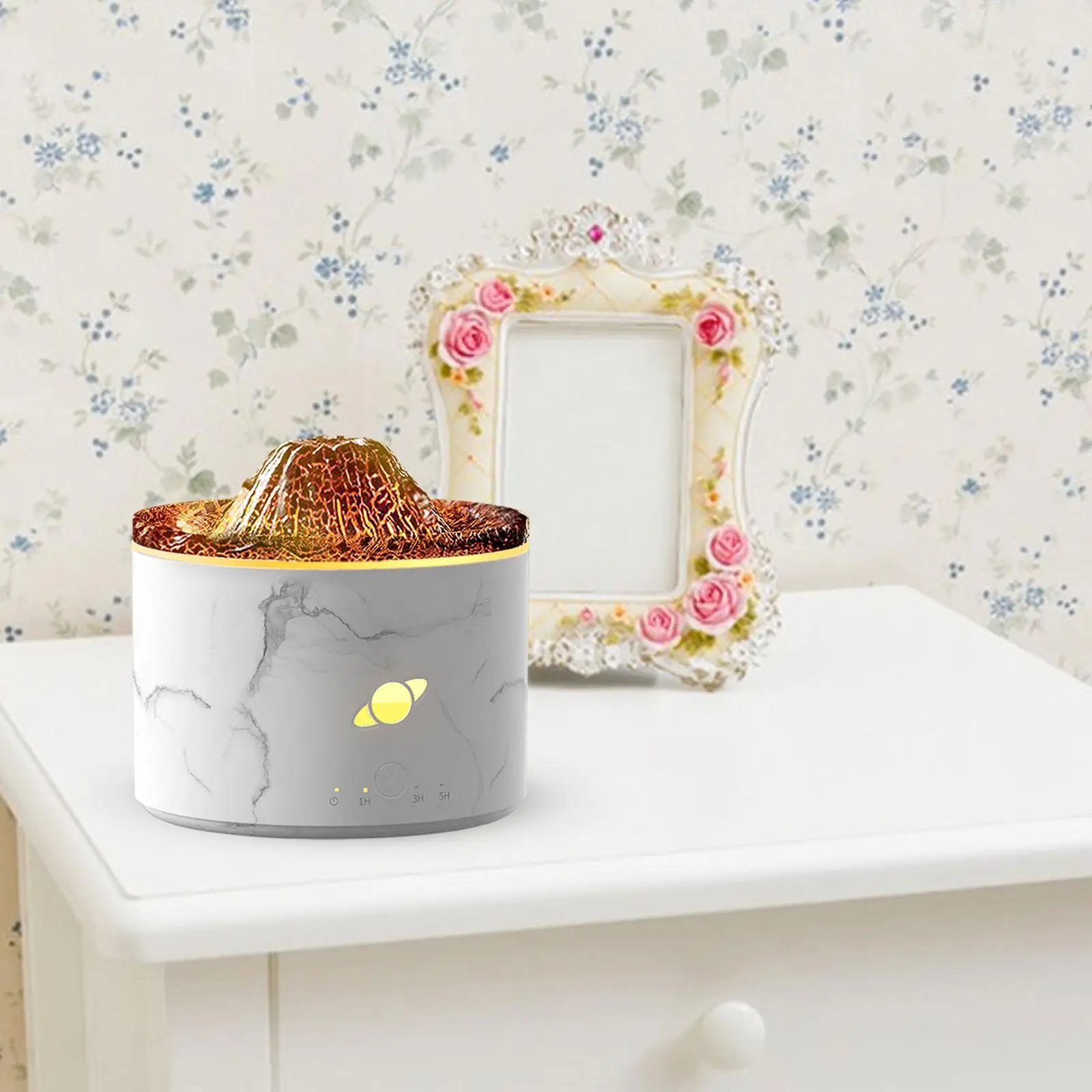 자동 차단 불꽃 아로마 디퓨저, 다채로운 주변 야간 조명 에센셜 오일 디퓨저, 거실 탁상 사무실 요가 선물