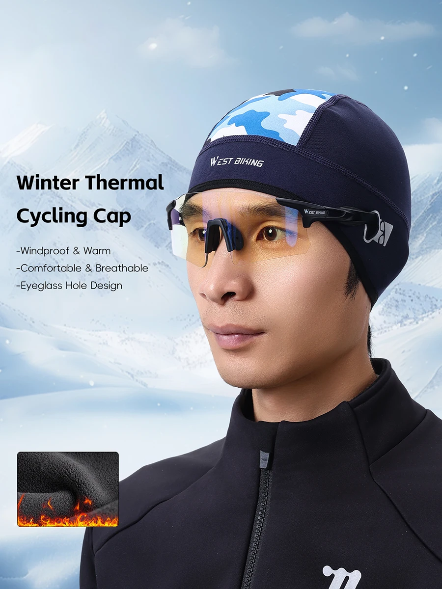 AliExpress West Biking WEST BIKING Winter Thermal Cycling Cap Windproof Fleece Sports Cap Unisex Bike Helmet Liner With Glasses Hole Cycling Equipment