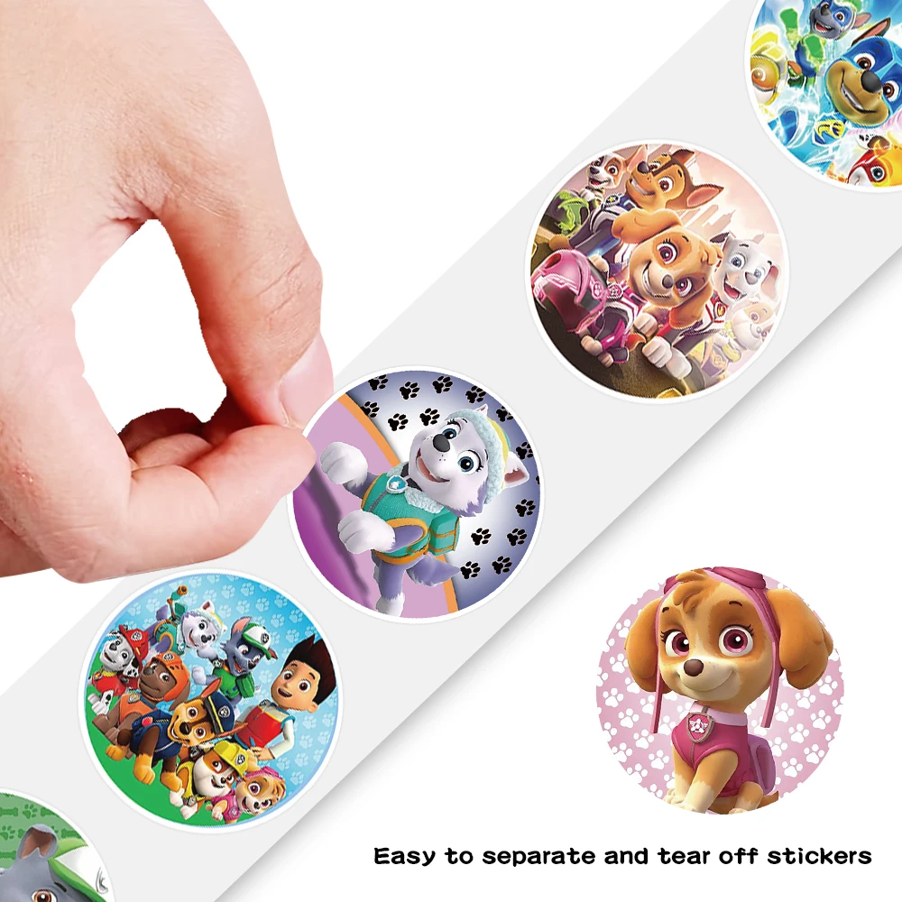 500PCS Cartoon PAW Patrol Sealing Stickers Roll Cute Ryder Marshall Anime Decals Waterproof Graffiti Phone Case Laptop Stationer
