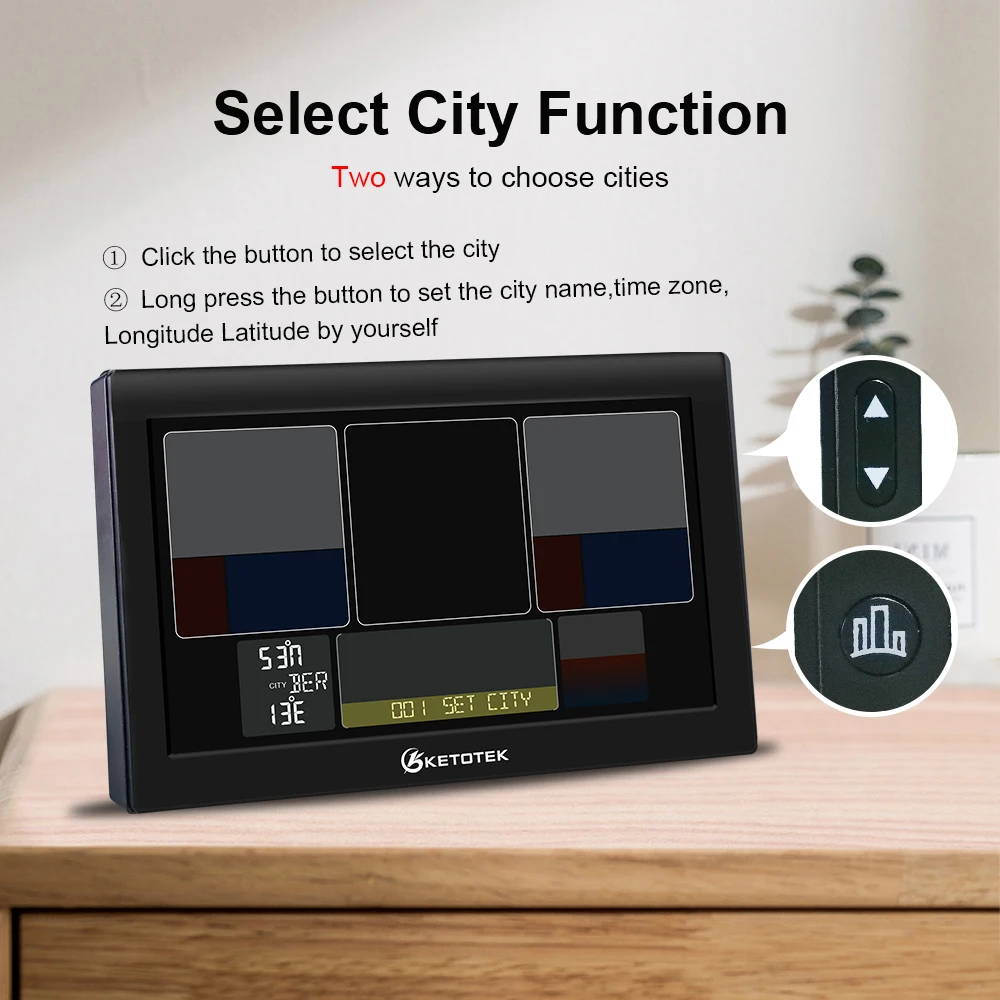 KETOTEK E0160 termometr bezprzewodowa stacja pogodowa prognoza miernika temperatury z funkcją czasu sterowanie radiowe